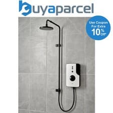 Image of Triton ENlight 9.5kw White Thermostatic Electric Shower Black UNIQ Rainshower