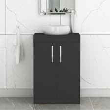Image of Bathroom Vanity Unit Countertop Wash Basin Matt Black Floor Standing Wall Hung