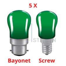 Image of 5x Green Crompton Colourglazed Pygmy 15W Party Decorative Light Bulb Lamps