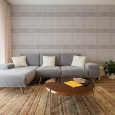 Image of Superfresco Rhea Plaid Grey + Metallic Rose Gold Tartan Check Wallpaper 108301