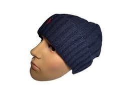 Image of Polo Ralph Lauren Men Wool Blend Skull Cap Winter Beanie Navy Red Pony One Size
