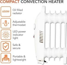 Image of Warmlite 650w 5 fin mini oil filled radiator (New in box)