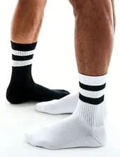 Image of 3 6 Pack Men's White Black Grey Athletic Sports Socks Crew Stripe Tube Socks