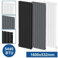 Image of Horizontal Vertical Designer Radiator Oval Column Flat Panel Heating Rad Valves