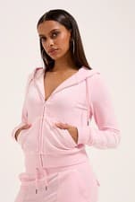 Image of BNWT Juicy Couture Baby Pink Velour Zip Up Hoodie, Sz M, RRP £95