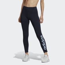Image of Adidas Essentials Linear  Navy Blue Tight Leggings for Women Gym Exercise UK XS