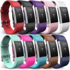 Image of For Fitbit Charge 2 Strap Replacement Silicone Wristband Watch Metal Buckle
