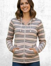 Image of Women’s Fat Face Hoodie Cotton Textured Zip Through Hoodie Pink Multi