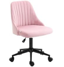 Image of Vinsetto Velvet Office Chair with Adjustable Height and Wheels, Pink
