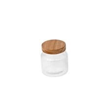 Image of Glass Storage Jar Airtight Wooden Lid Canister Kitchen Container Pantry Storage