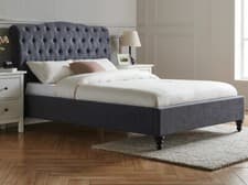 Image of 5ft King Size Limelight Rosa Bedstead in Dark Grey Fabric and buttoned headboard