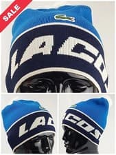 Image of LACOSTE BLUE MARINA WINTER SPORTS POM BEANIE BOBBLE HAT UNISEX ONE SIZE RRP £85