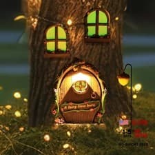 Image of Miniature Fairy Garden Accessories, 4 PCS Glow-in-the-Dark Opening Fairy Door