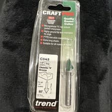 Image of Trend CraftPro Chamfer V Groove C043X1/4TC C043. 60degree Router Cutter Bit