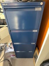 Image of Bisley 4 drawer filing cabinet. Excellent condition in Blue