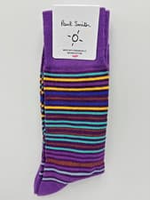 Image of Paul Smith 'Gavin Stripe' Mens Purple Multi Stripe Socks *Organic Cotton*