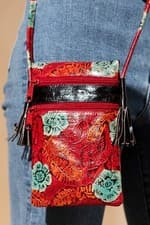 Image of The Emma Handcrafted Genuine Leather Cell Phone Crossbody Bag