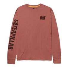 Image of Caterpillar Trademark Banner Long Sleeve T Shirt Brick Tagless back neck for c