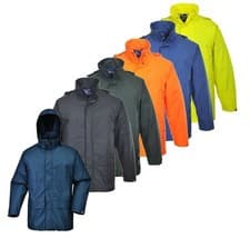 Image of Portwest Waterproof Jacket Classic Sealtex lightweight Rain over coat hood S450