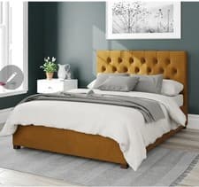 Image of Aspire Ottoman Kingsize Bed Frame In Ochre Brand New Boxed Rrp £427
