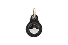 Image of Airtag Case Keyring Genuine Leather with Brass Key Tag Apple Airtag Holder