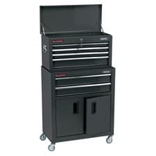 Image of Combined Roller Cabinet and Tool Chest 6 Drawer 24in Black Storage Unit Heavy