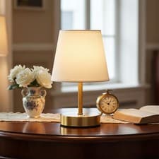 Image of Modern Touch Table Lamp Bedroom Bedside Dimmable Light Fabric Lampshade Bedroom