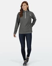 Image of Regatta Montes Half Zip Fleece Long Sleeve Shirt Top Dark Grey Ladies UK Size 10