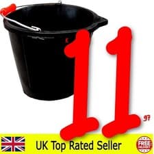 Image of Rubber Bucket Heavy Duty Builders Bucket Flexible Pouring with Handle - 14L