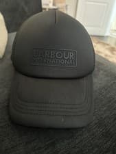 Image of Barbour Men’s Rubberised Logo Baseball Cap Mesh One Size Adjustable Black New