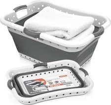 Image of Large 58L Collapsible Laundry Basket with Handles Pop up Plastic Washing Basket