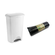 Image of Addis Everyday Family Pedal Bin 50L White with 20 Liners 518602ebay