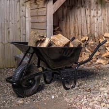 Image of 90 Litre 150kg Capacity Heavy Duty Outdoor Galvanised Garden Wheelbarrow Black