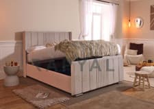 Image of BOSTON WINGED OTTOMAN STORAGE BED PANEL PLUSH VELVET UPHOLSTERED BED FRAME