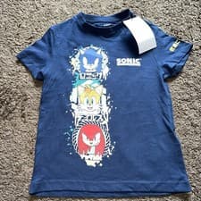 Image of BNWT Sonic The Hedgehog @M&S Boys Age 4-5 Blue Multi T-Shirt 