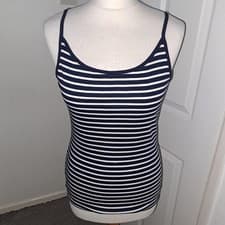 Image of TU navy blue and white stripe vest top, size 16, NEW without tags