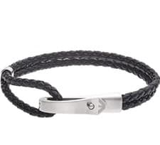Image of Emporio Armani Men's Braided Leather Bracelet - NEW