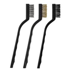 Image of 3 piece WIRE BRUSH SET rust removal cleaner steel - nylon - brass