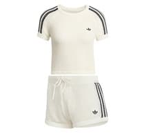 Image of adidas Originals Knit Crochet T-Shirt & Shorts Set Women Lifestyle KE0200 KC6477