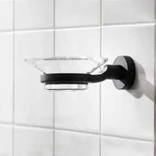Image of Miller Bond Soap Dish Clear Glass Black 8704B