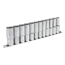 Image of Sealey WallDrive Socket Set 12 Piece 1/2" Square Drive 12pt Deep Metric Socket