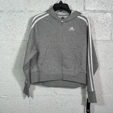 Image of ADIDAS Essentials 3-Stripes Girls Zip-Up Hoodie grey medium
