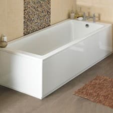 Image of Wood Bath Front & End Panels with Plinth 18mm Adjustable Height White Bathroom