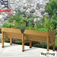 Image of VegTrug 1.8M Classic Raised Bed in Natural Wood Flower Plants Herbs Growing Box