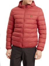 Image of Lyle & Scott Quilted Puffer Jacket in Pomegranate Red SALE RRP £130