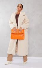 Image of PLT  Petite Cream Premium Longline Borg Coat S