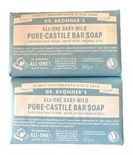Image of Dr Bronner Organic Aloe Vera Baby Mild Soap Bar 140g - 2 Pack
