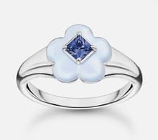 Image of Thomas Sabo Silver Ring Size 54 Blue Flower TR2433-496-1-54