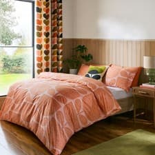 Image of Orla Kiely Block Garden 100% Cotton Duvet Cover Set - Orange Sorbet