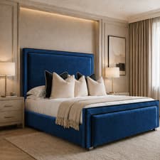 Image of OTTOMAN GAS LIFT STORAGE PANEL UPHOLSTERED FRAME DOUBLE & KING SIZE BED